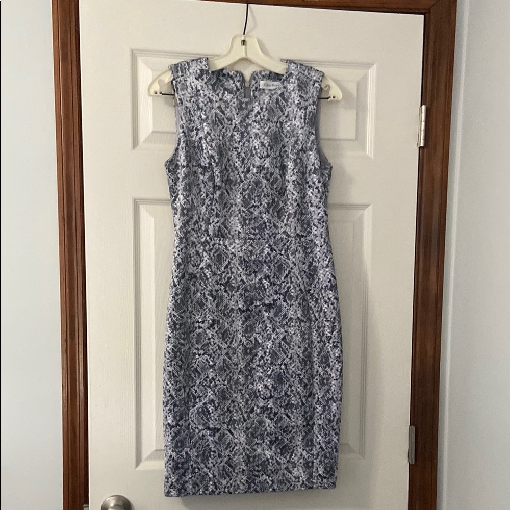 Calvin Klein Silver Feaux Snakeskin Sleeveless Dress